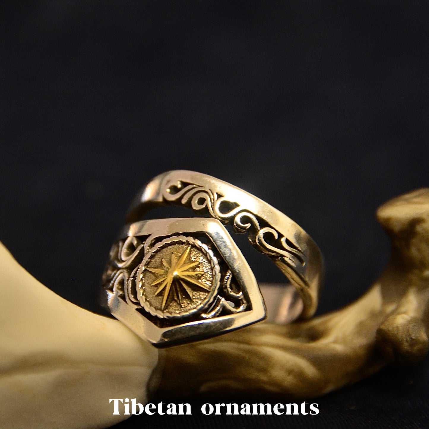 Men's Silver-Plated Sun God Ring