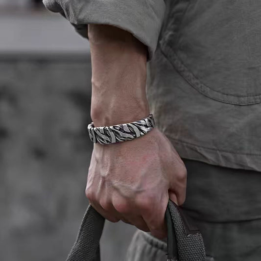 Men's Silver Braided Pattern Bracelet