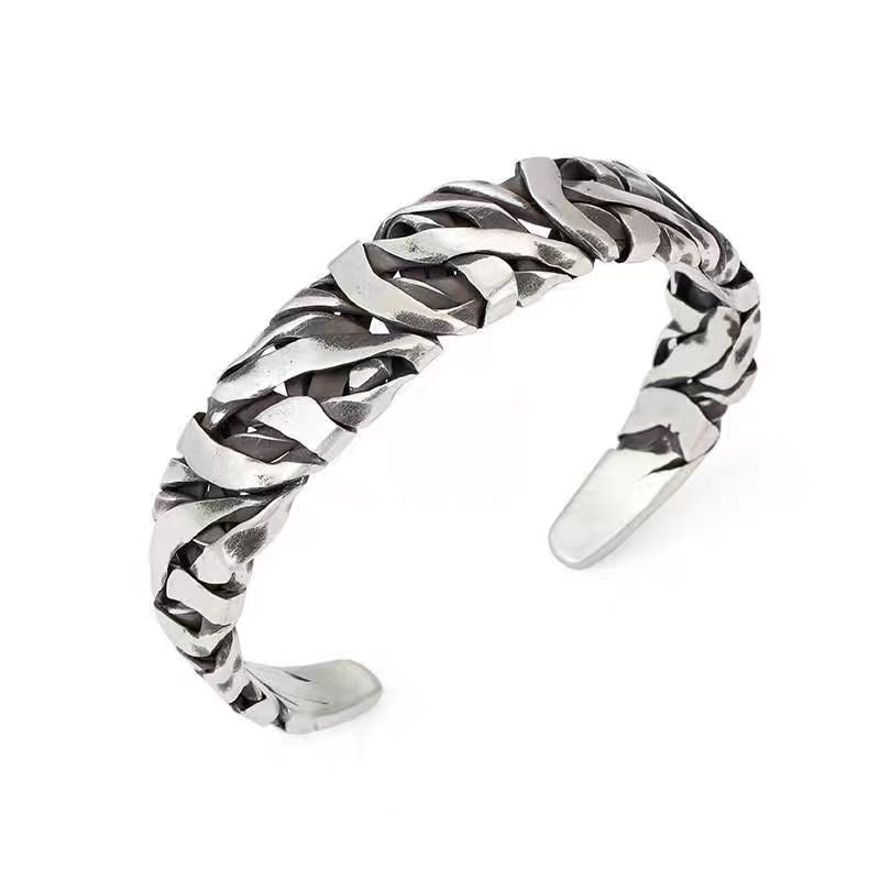 Men's Silver Braided Pattern Bracelet