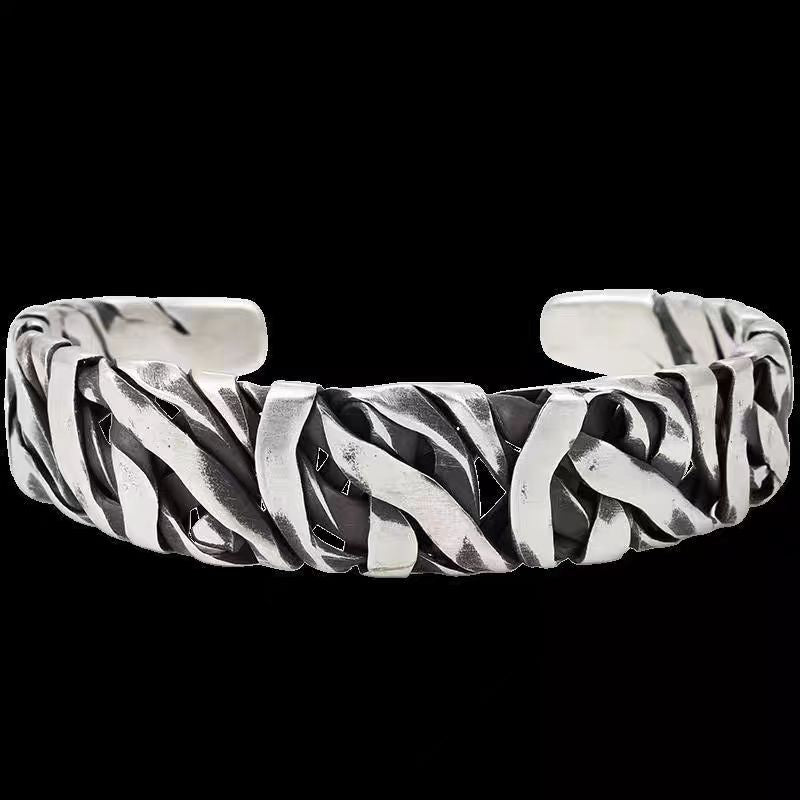 Men's Silver Braided Pattern Bracelet