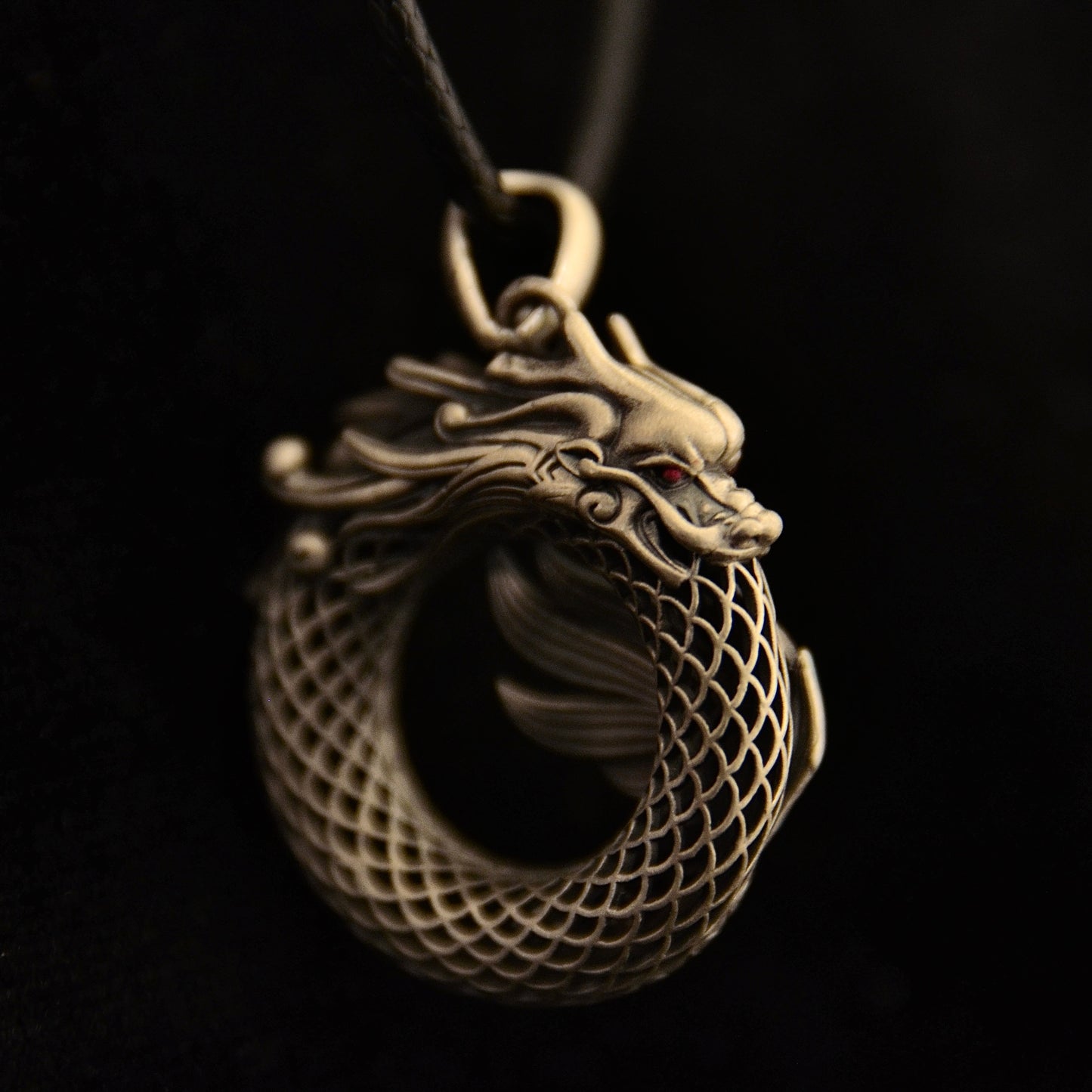 Pure Silver Hollowed-out Auspicious Dragon Pendant