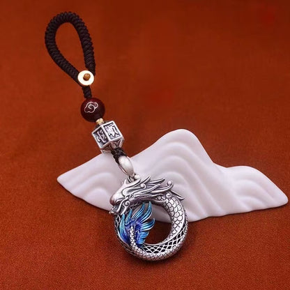 Pure Silver Hollowed-out Auspicious Dragon Pendant