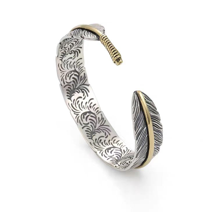 Elegant  Sterling Silver Feather Bracelet