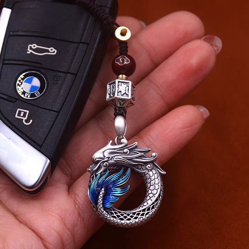 Pure Silver Hollowed-out Auspicious Dragon Pendant